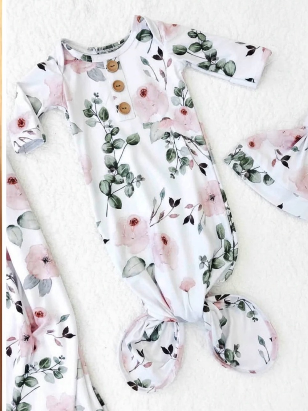 Millie's Dusty Rose Garden Newborn Baby Knot Gown